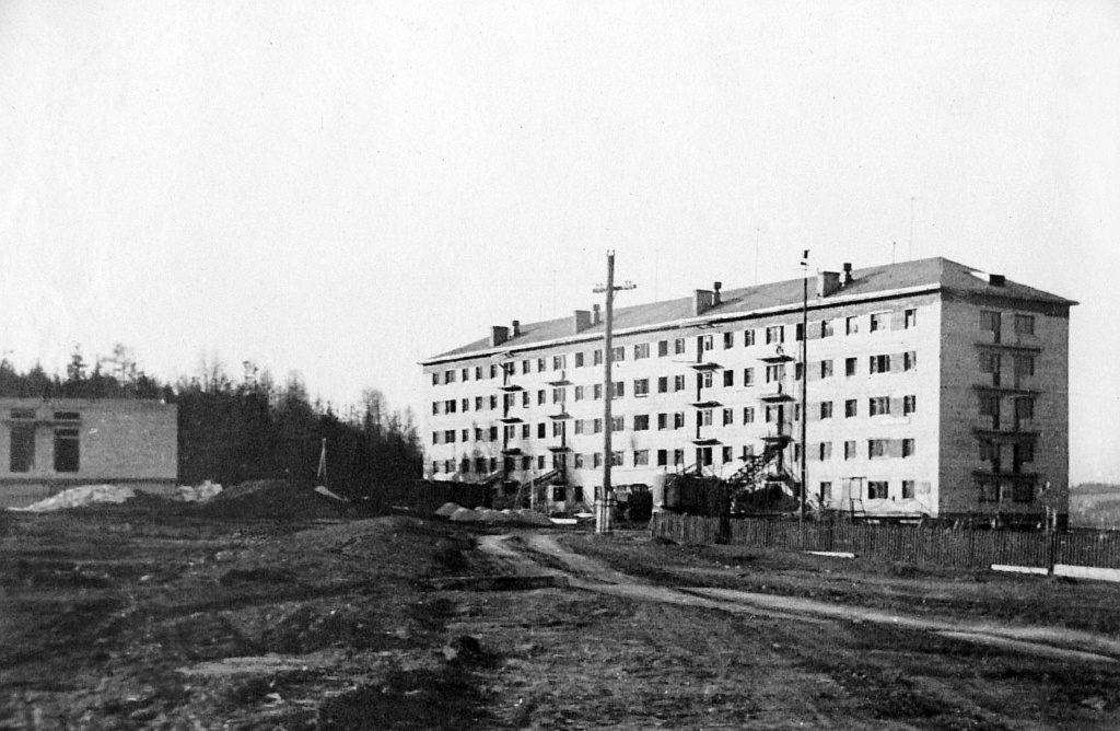 Дом по Космонавтов 10, слева — строительство Режевской детской больницы