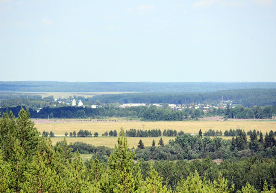 Вид с отвалов Липовского карьера на село Липовское