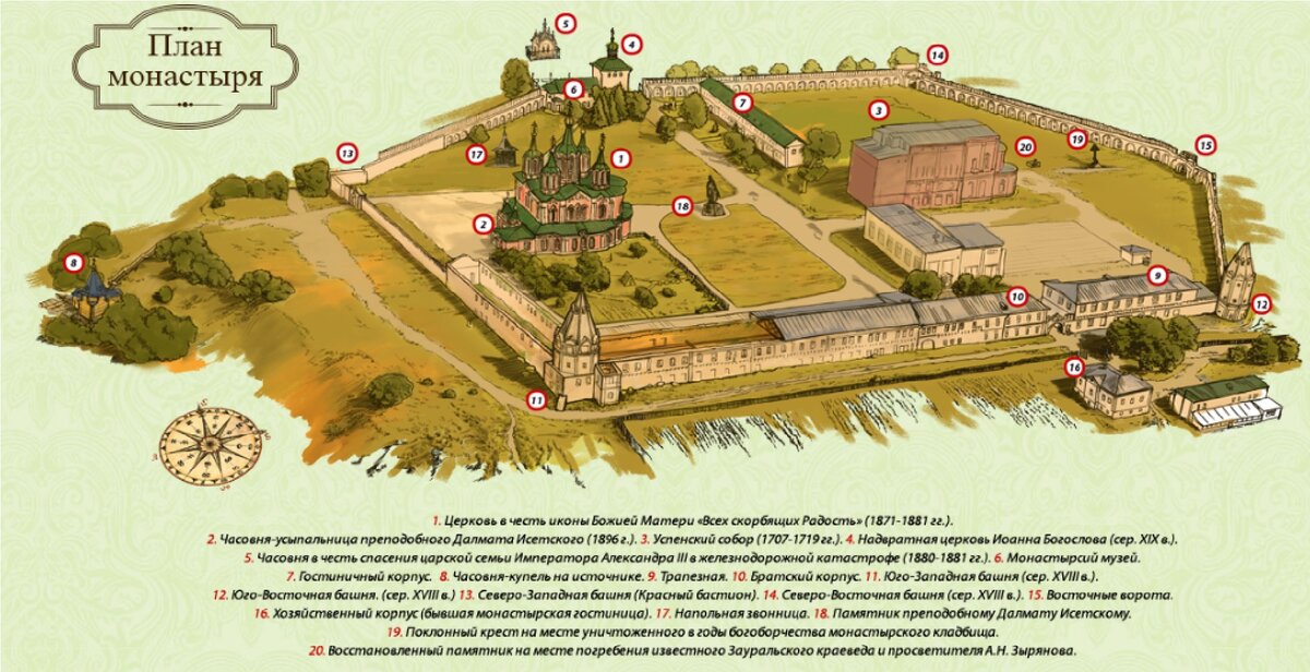 План-схема Далматовского Успенского монастыря